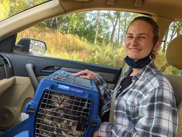 Chelsea and Max on the ride home from the shelter.